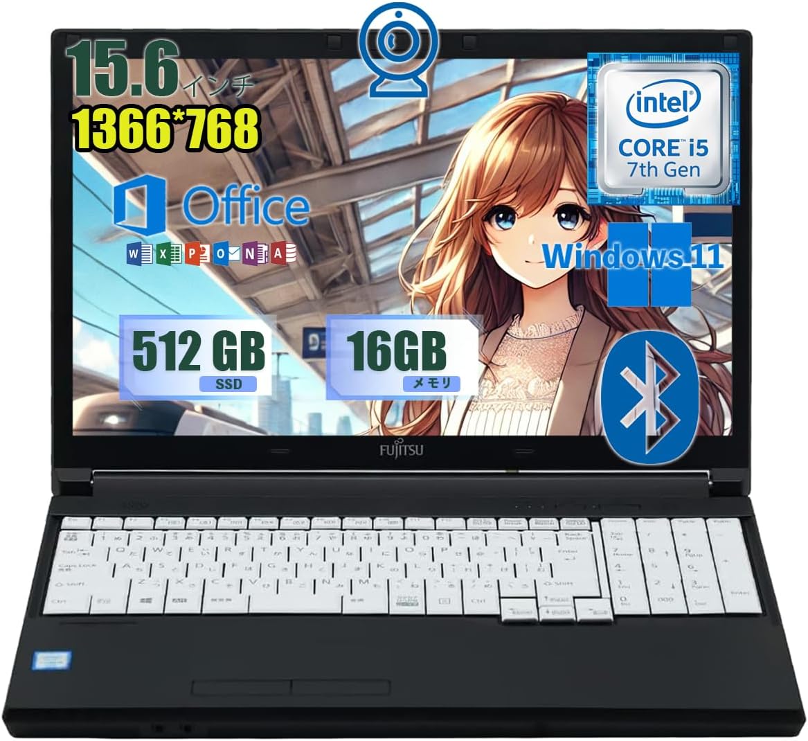 富士通 LIFEBOOK A577 ノートパソコン 15.6インチ intel Core i5 16GB SSD512GB Windows11 Pro & Office2019搭載