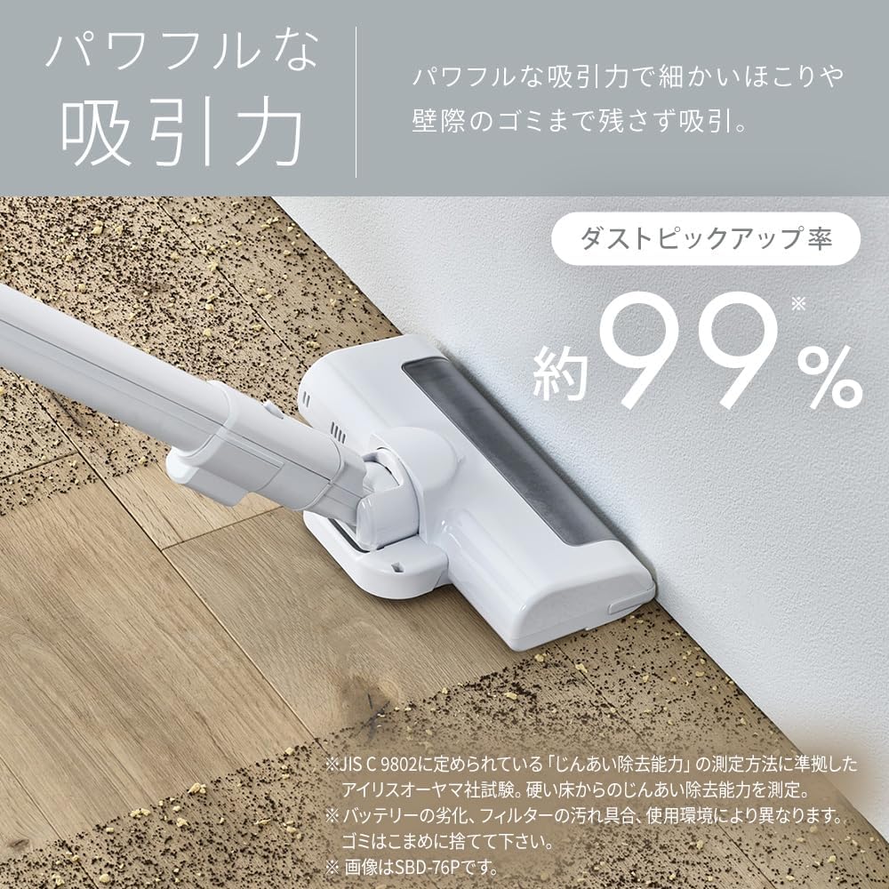 コードレス紙パック掃除機 極細軽量ハンディ スティッククリーナー ホワイト 1.6kg