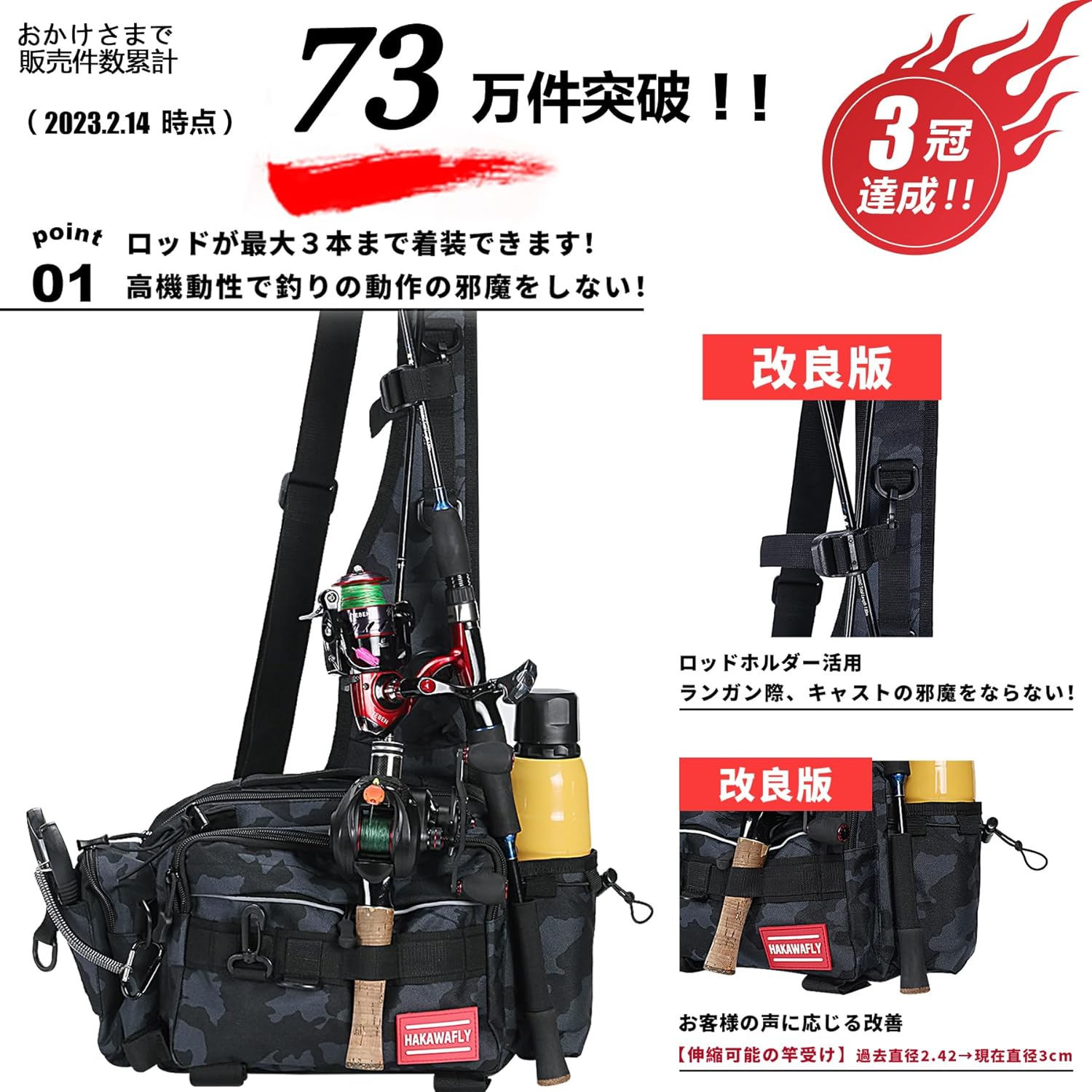 防水多機能フィッシングバッグ 5WAY 大容量 ランガンバッグ（ブラック/カーキ迷彩/ネイビー迷彩）