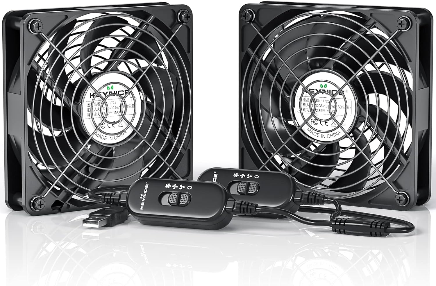 静音USB冷却ミニファン 2000RPM・9枚羽根・PC用 12cm 2個セット