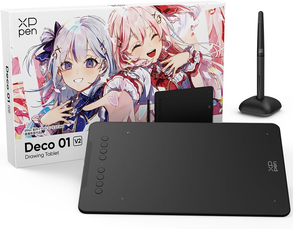 イラストコンテスト記念版 XPPen Deco01V2 ペンタブレット スマホ対応 ペイントソフト付き
