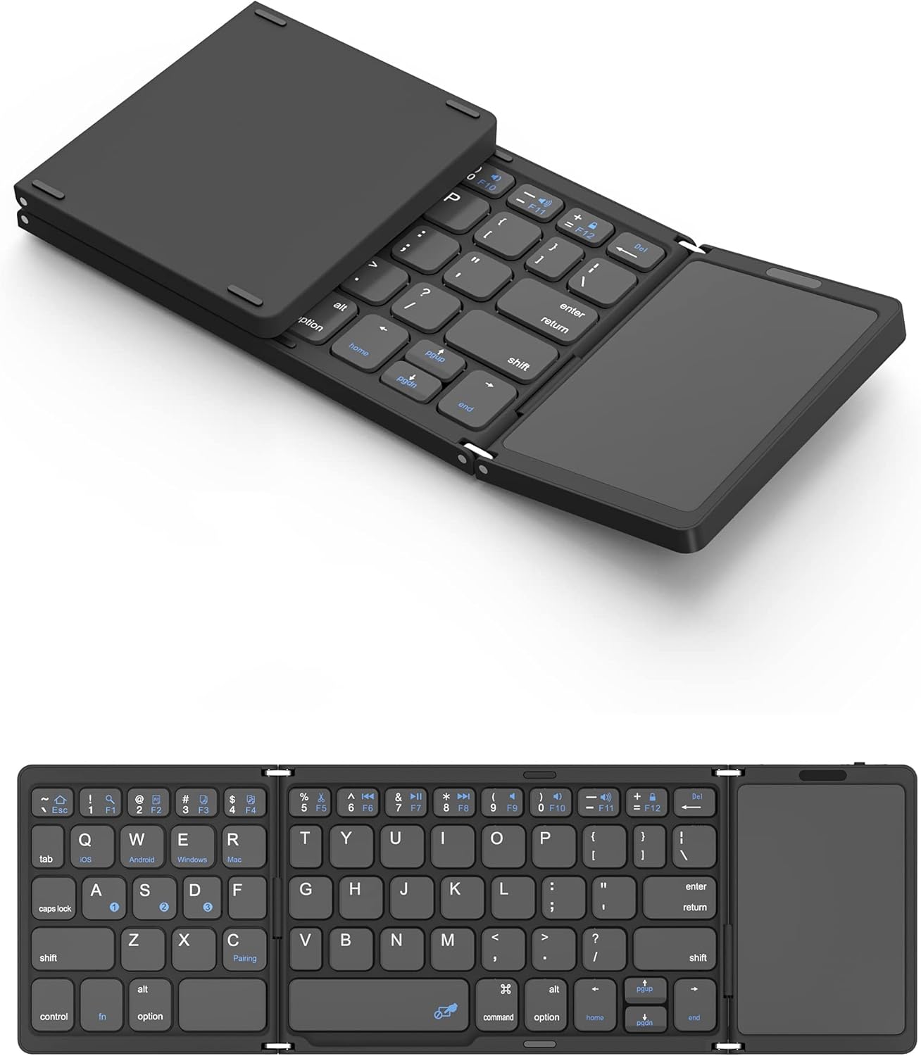 ワイヤレス折り畳みキーボード タッチパッド付き iPad対応 ブラック