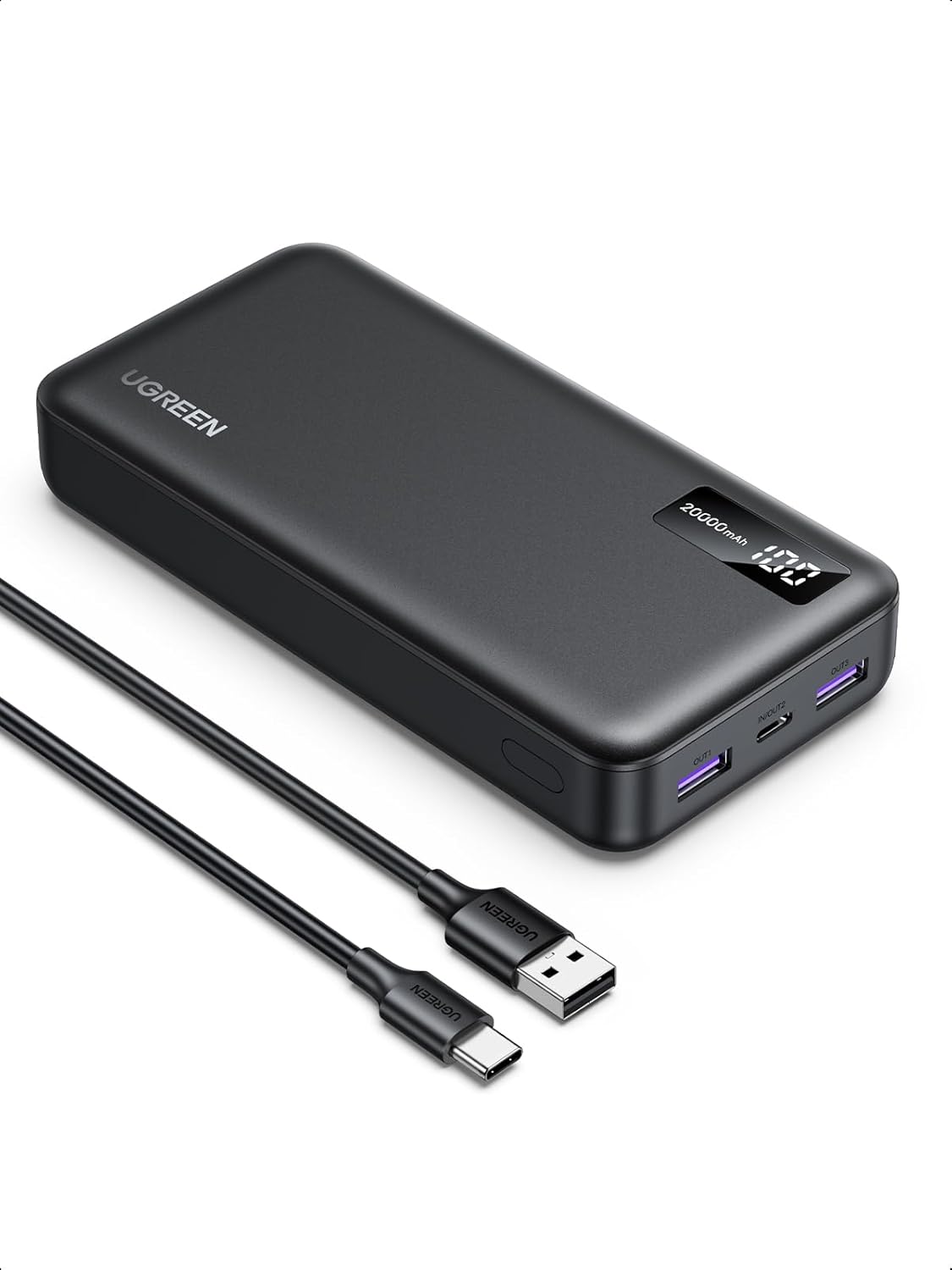 大容量20000mAhモバイルバッテリー - 3台同時充電対応・急速充電・LCD残量表示・コンパクト