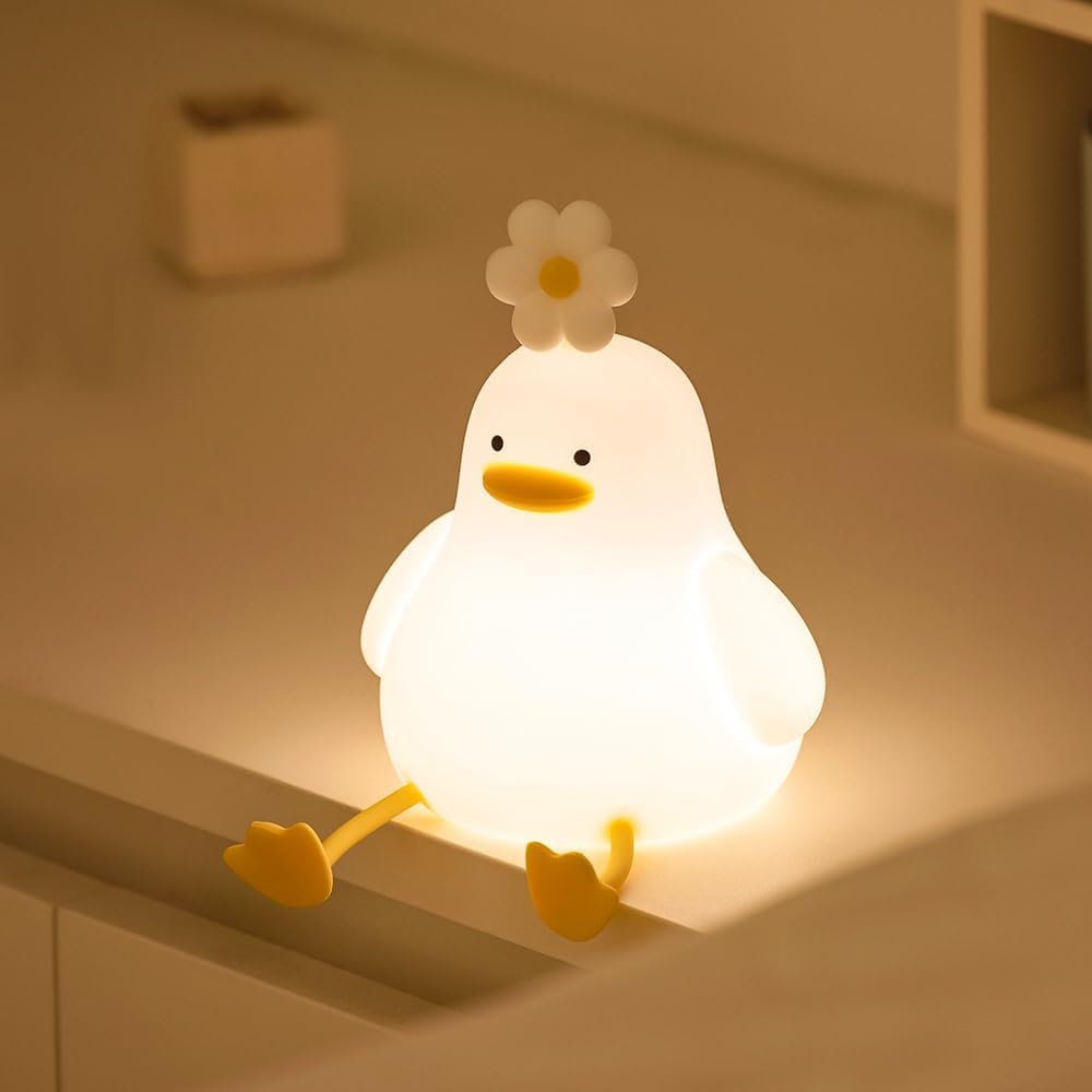 赤ちゃん向け ナイトライト アヒル型 シリコン USB充電 3段調光 癒しの授乳ライト