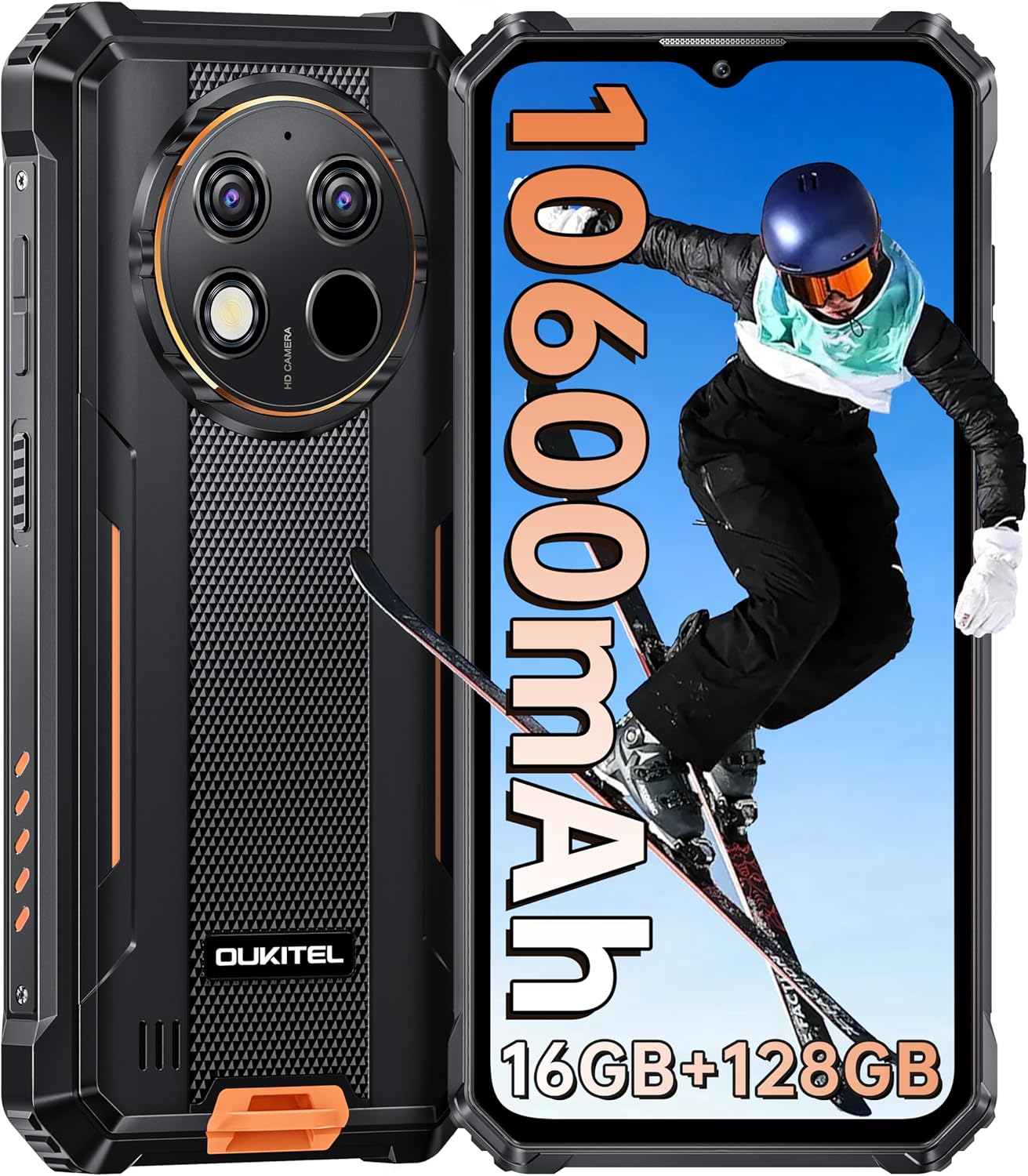 OUKITEL WP28S スマホ 本体 16GB RAM/128GB ROM 10600mAh 防水防塵タフネス 6.52インチHD 4GデュアルSIM