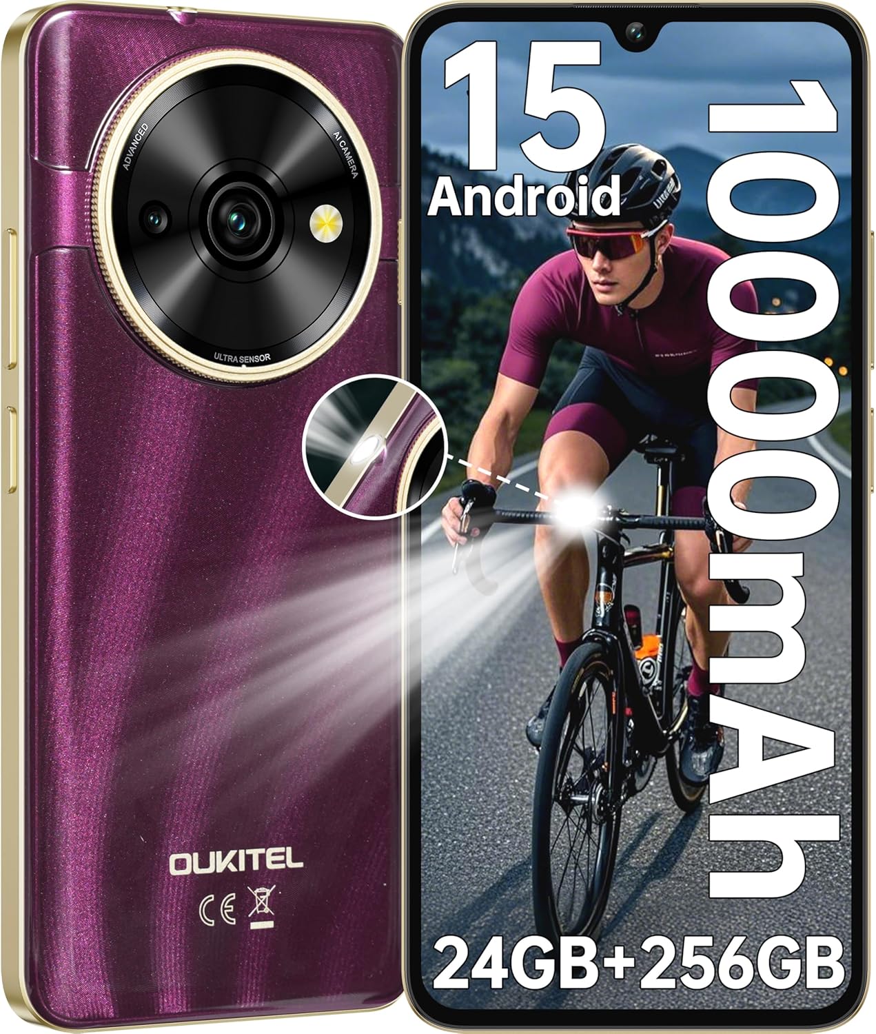 OUKITEL C59 Pro 10000mAh大容量バッテリー スマートフォン 24GB+256GB/1TB拡張 13MPカメラ 90HzリフレッシュレートデュアルSIM対応