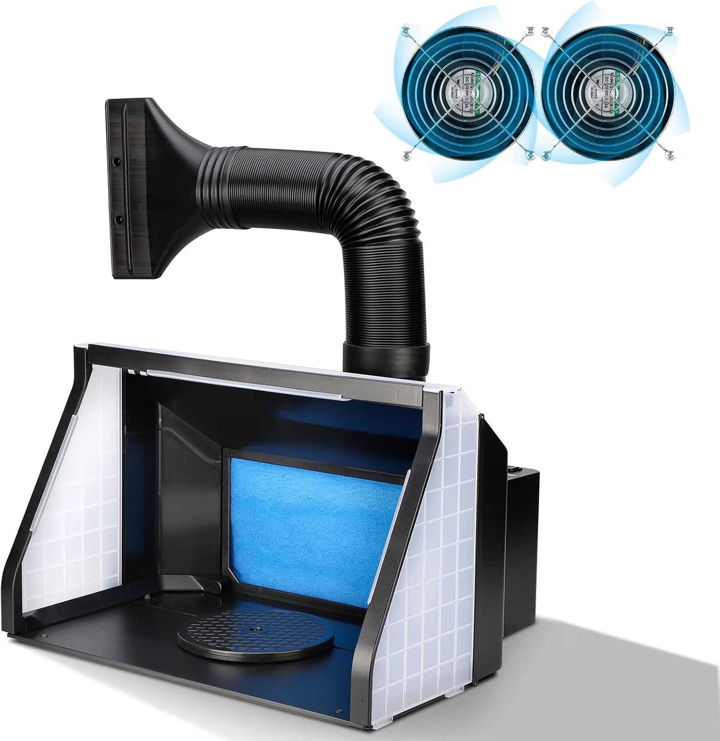 エアブラシ用塗装ブース ADFSPB-01B 無段階調整 LED照明 交換可能フィルター付き