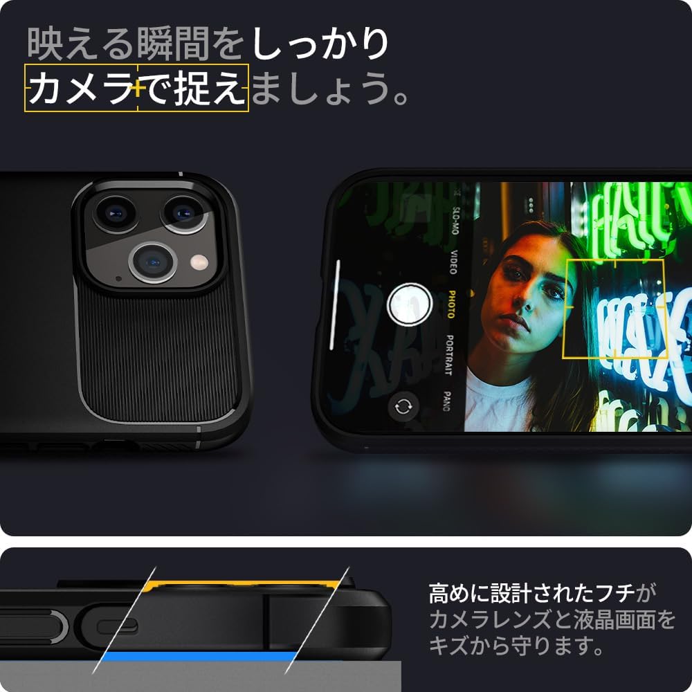 iPhone12Pro ケース 耐衝撃 TPUソフトケース 米軍MIL規格取得 カメラ保護 Qi充電対応 マットブラック