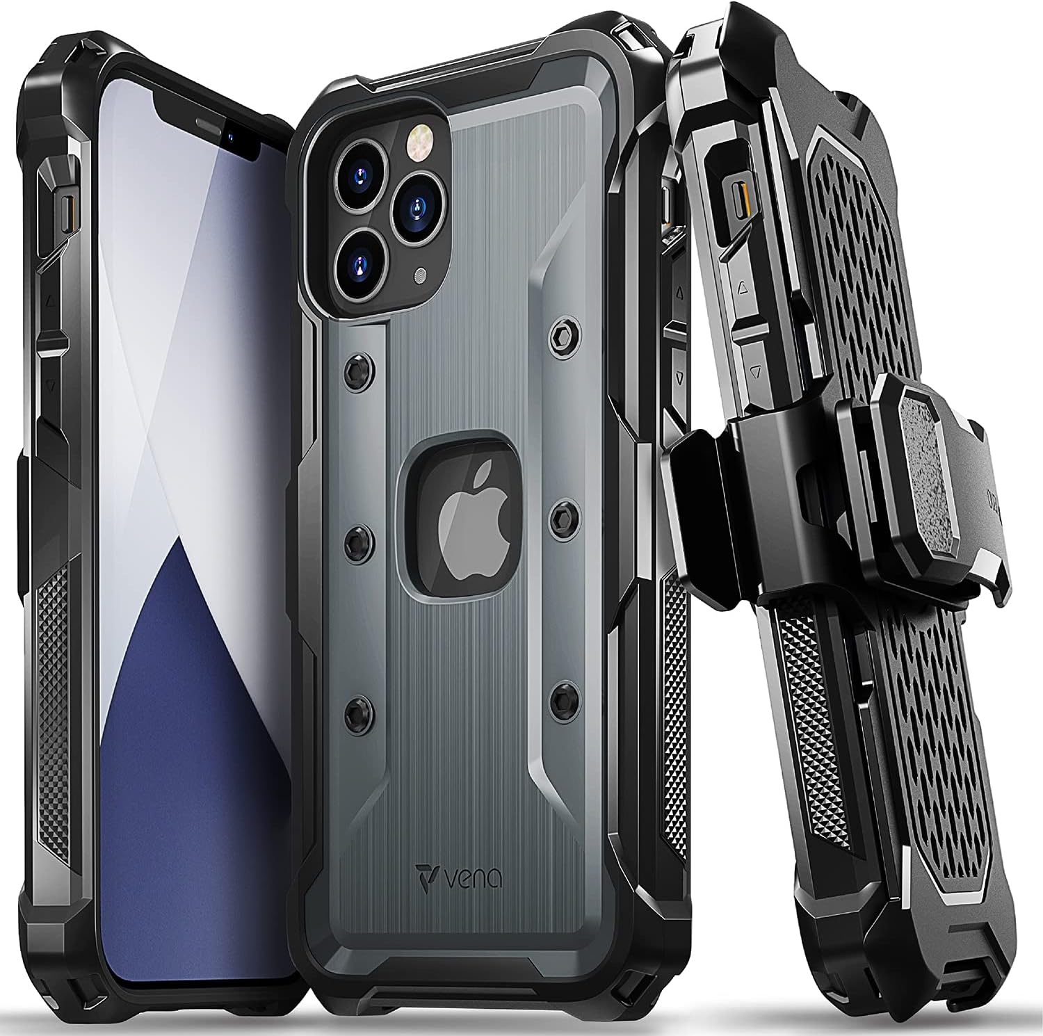 iPhone 12 / 12 Pro専用耐衝撃ケース(米軍MIL規格取得)3重構造・ベルトクリップ・キックスタンド付き