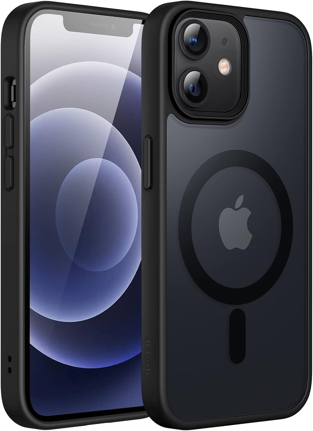 iPhone 12/12 Pro用 MagSafe対応薄型マグネットケース 半透明マット (ブラック)
