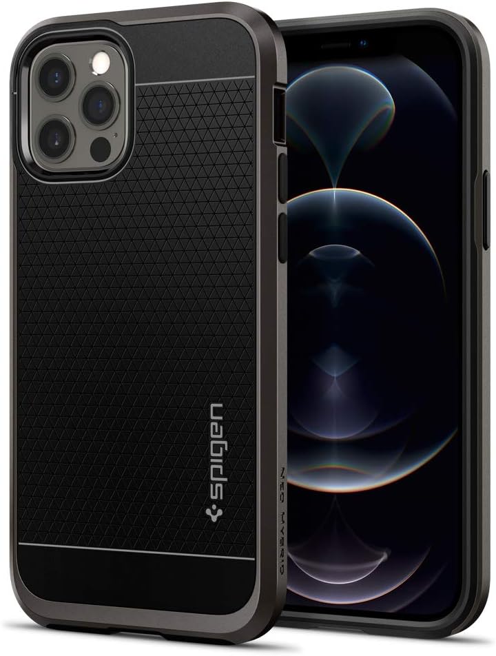iPhone 12 Pro ケース 耐衝撃 バンパー 二重構造 MIL規格取得 カメラ保護 Qi充電 ガンメタル