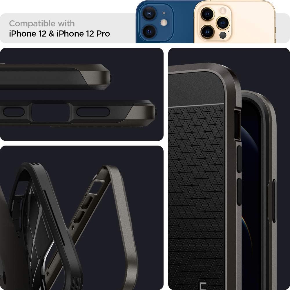iPhone 12 Pro ケース 耐衝撃 バンパー 二重構造 MIL規格取得 カメラ保護 Qi充電 ガンメタル