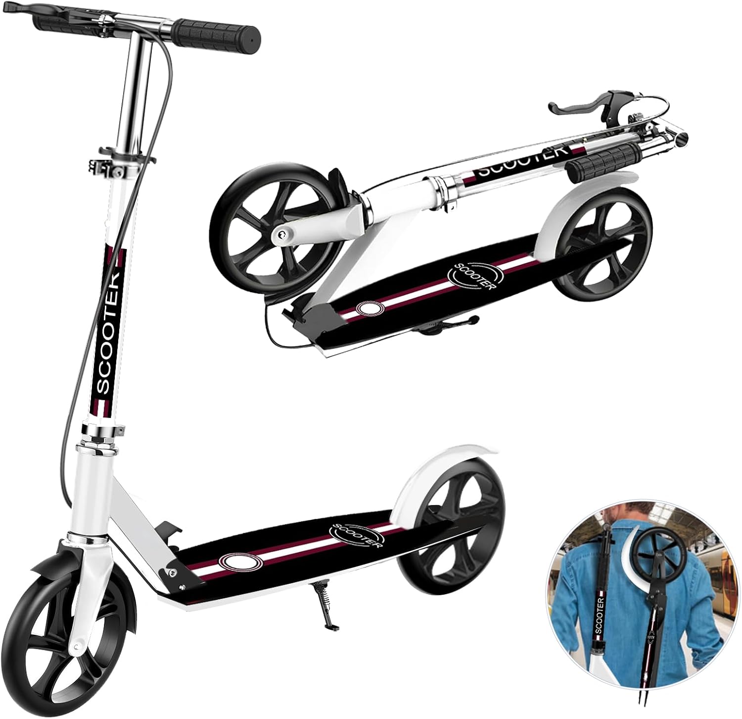 子供・大人用 4段階高さ調整キックボード 折りたたみ 8インチホイール【2年保証】