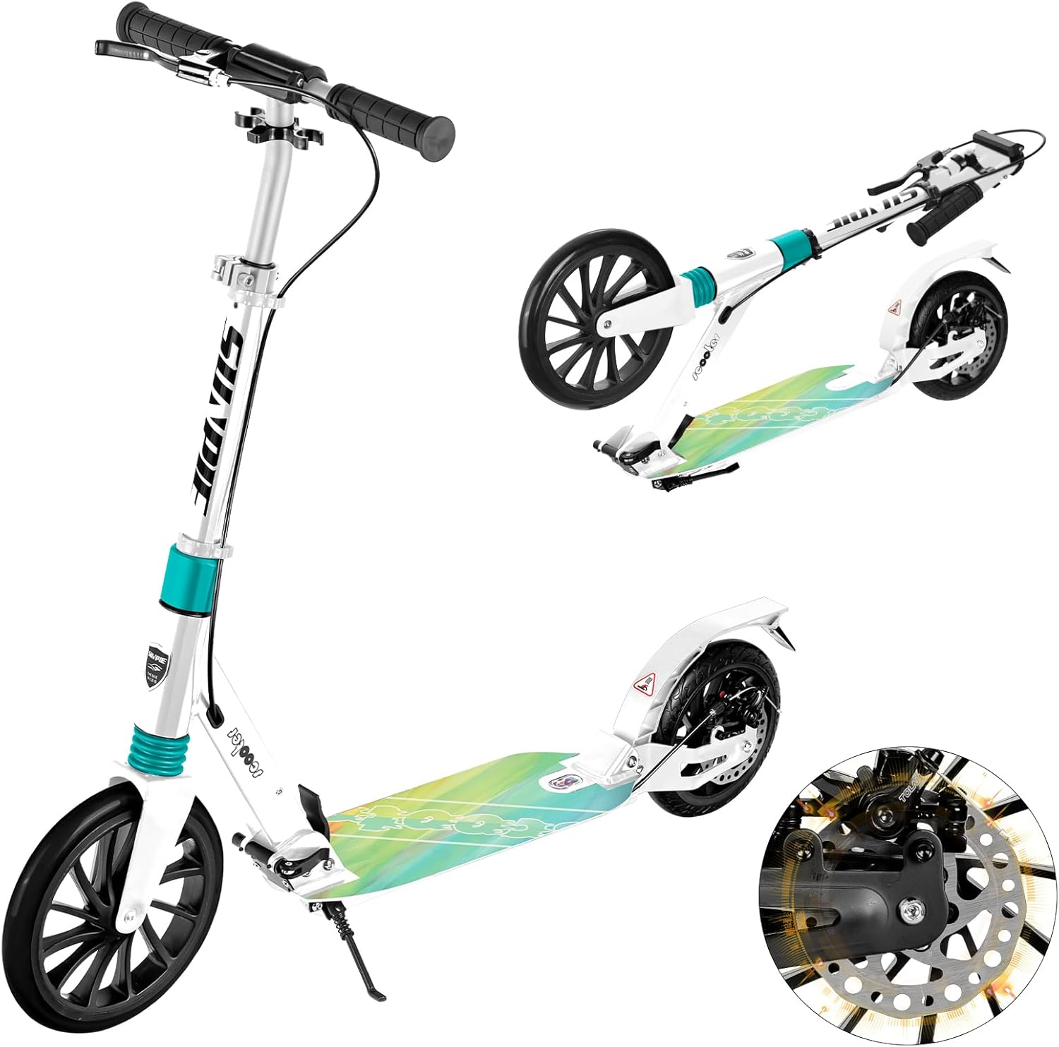 折り畳み式キックボード 10インチタイヤ ディスクブレーキ付き アルミ製 子供・大人用 誕生日プレゼント【1年保証】