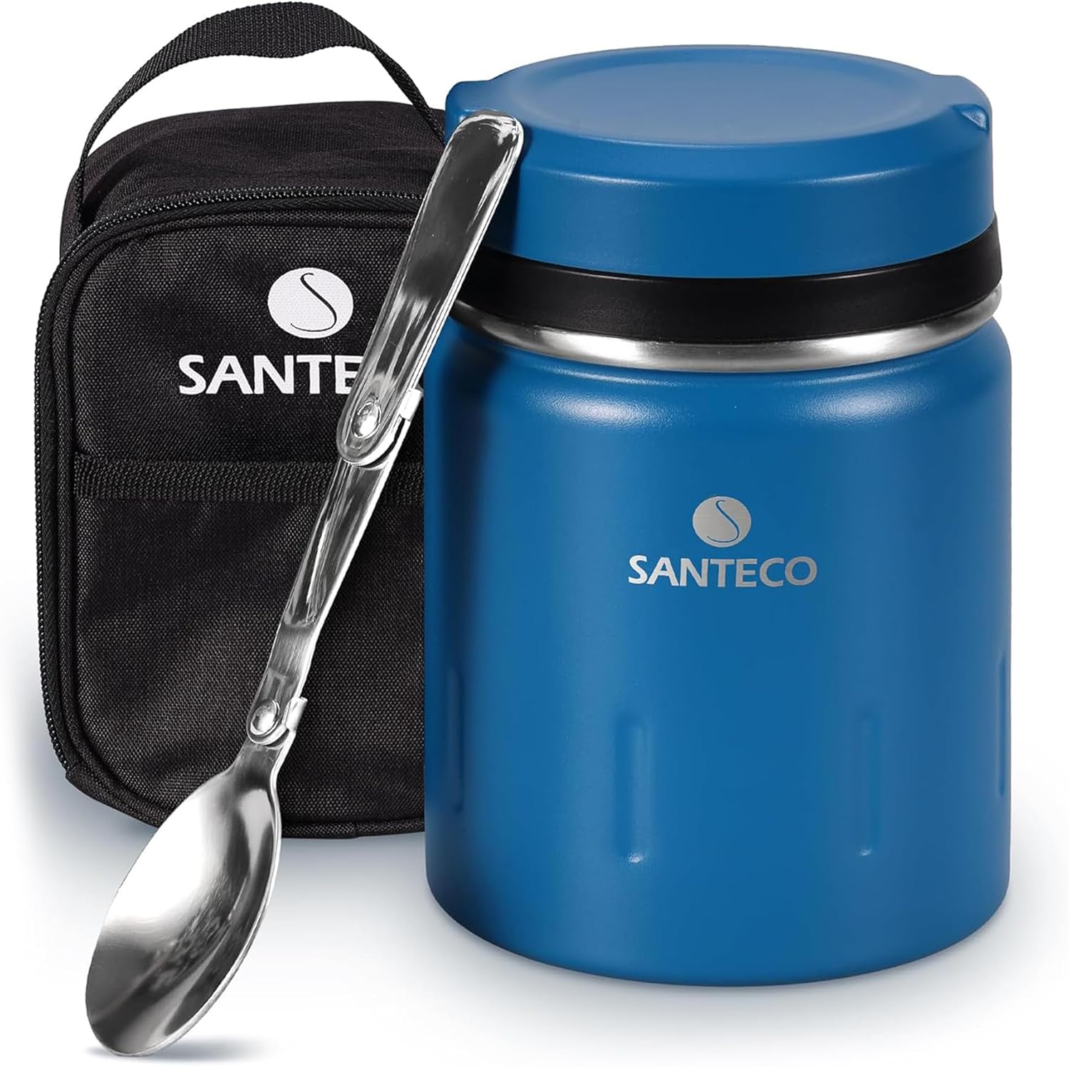 保温保冷 スープジャー 500ml 用途多彩な専用バッグ付 ブルー