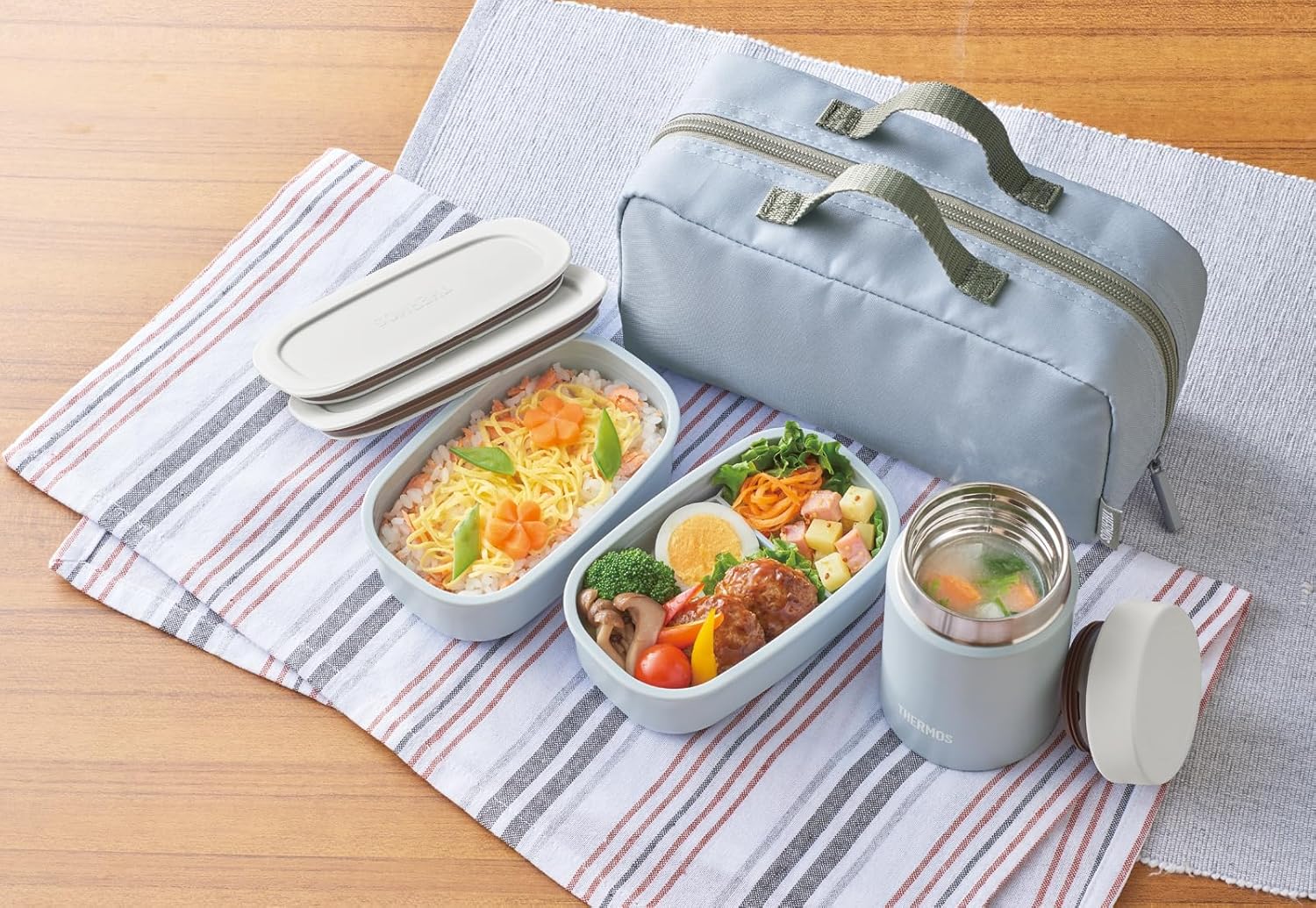 サーモス 真空断熱スープランチセット 800ml スカイブルー