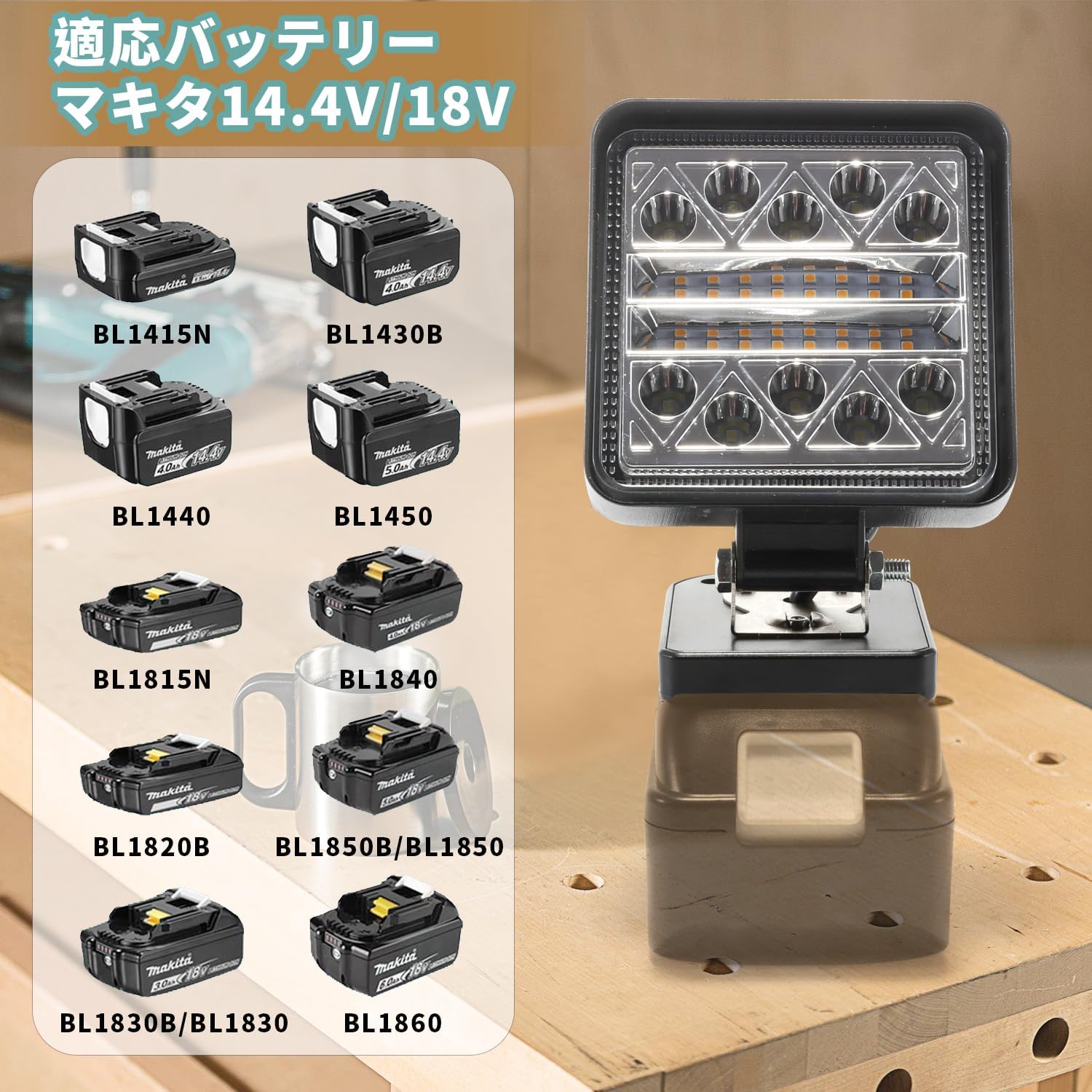 マキタ18V対応 高輝度LED作業灯 小型 ワークライト【本体のみ】