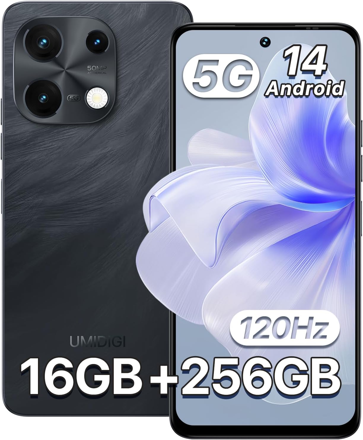 UMIDIGI Note 100 5G スマホ 16GB+256GB/1TB拡張対応 ブラック