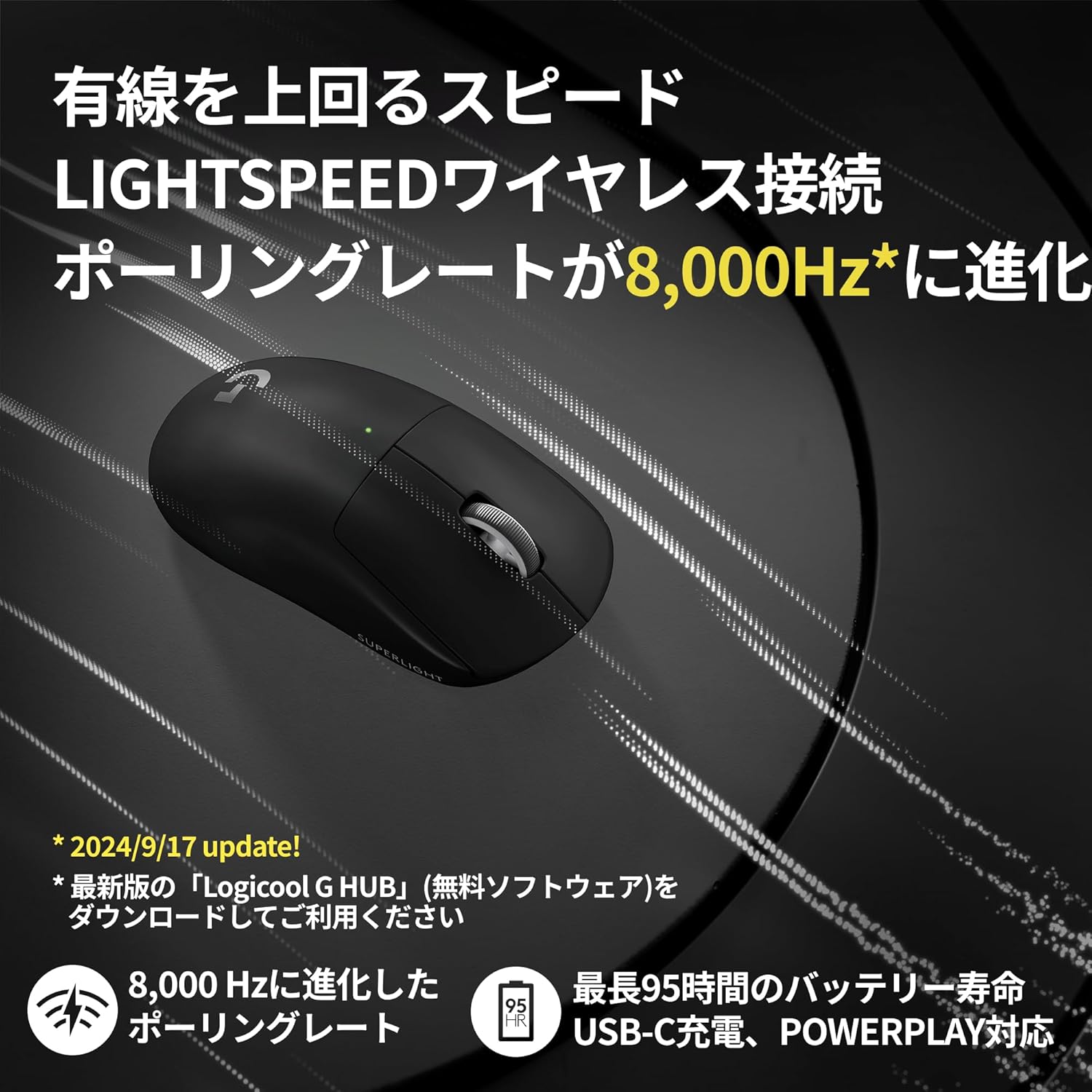 PRO X SUPERLIGHT 2 ワイヤレスゲーミングマウス 8000Hz 60g 認定品