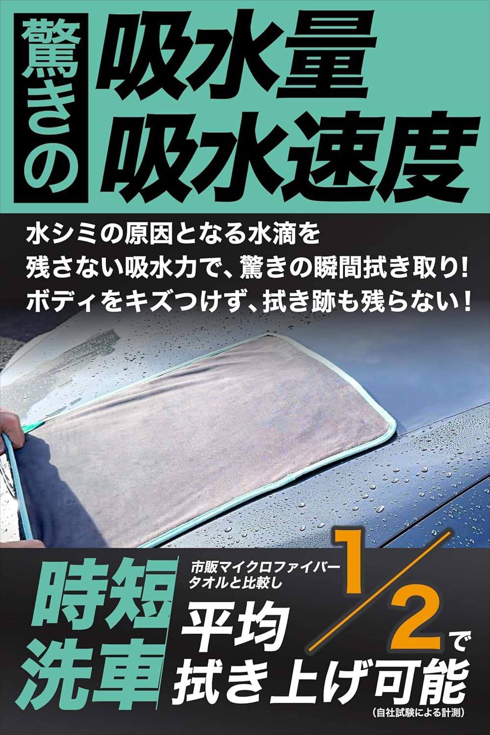 プロ推薦 超吸水マイクロファイバー洗車タオル 2枚セット