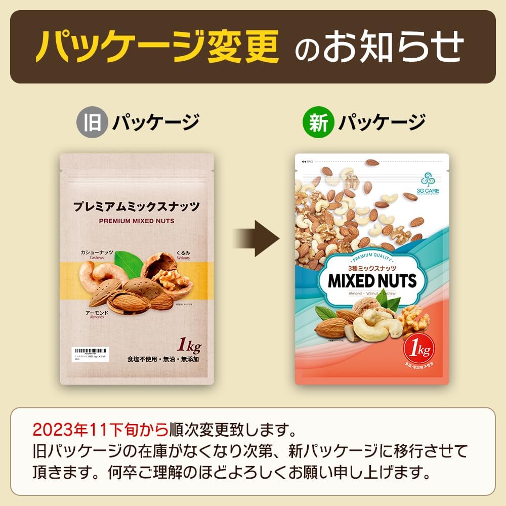 無塩無添加ミックスナッツ 1kg（生くるみ・素焼きアーモンド・カシューナッツ）