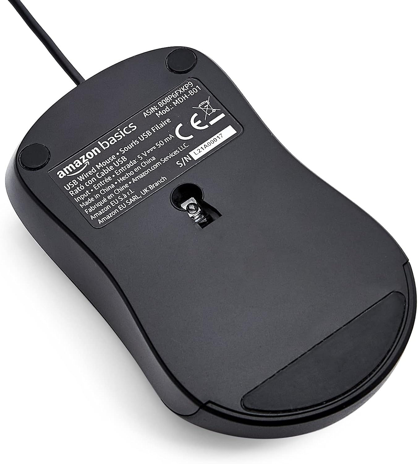 USB有線マウス 3ボタン 標準 ブラック【Amazonベーシック】