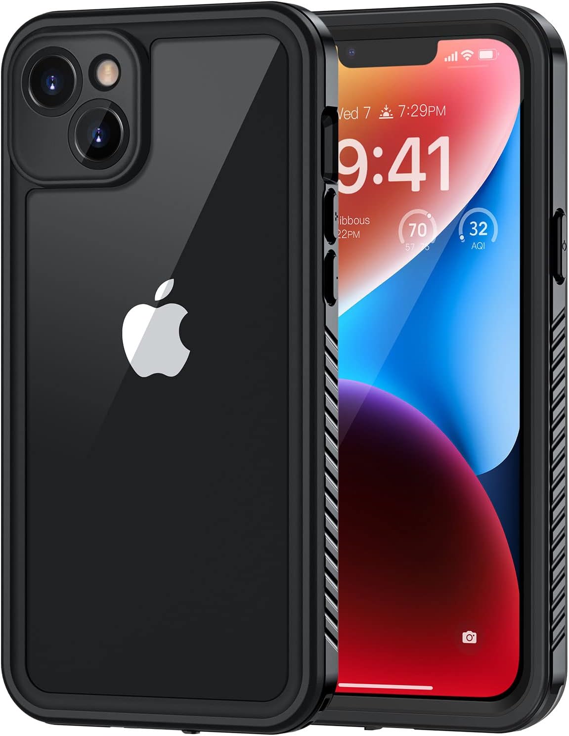 iPhone 14 完全防水ケース IP68 米軍規格 タッチ可 超軽量 ブラック