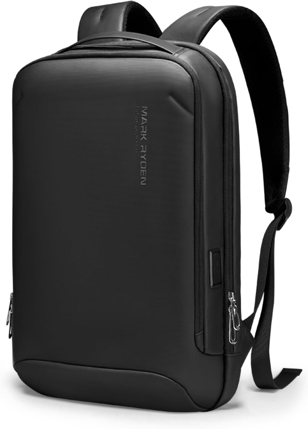 ビジネスリュック メンズ 防水 薄型 ハードシェル 15.6インチPC収納 USB充電ポート 軽量