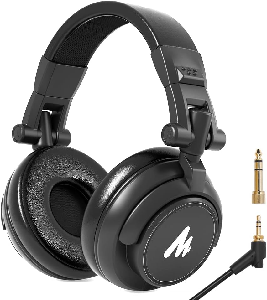 MAONO モニターヘッドフォン 50mmドライバー 密閉型 DJ用 有線 折り畳み 3.5mm/6.35mmプラグ対応