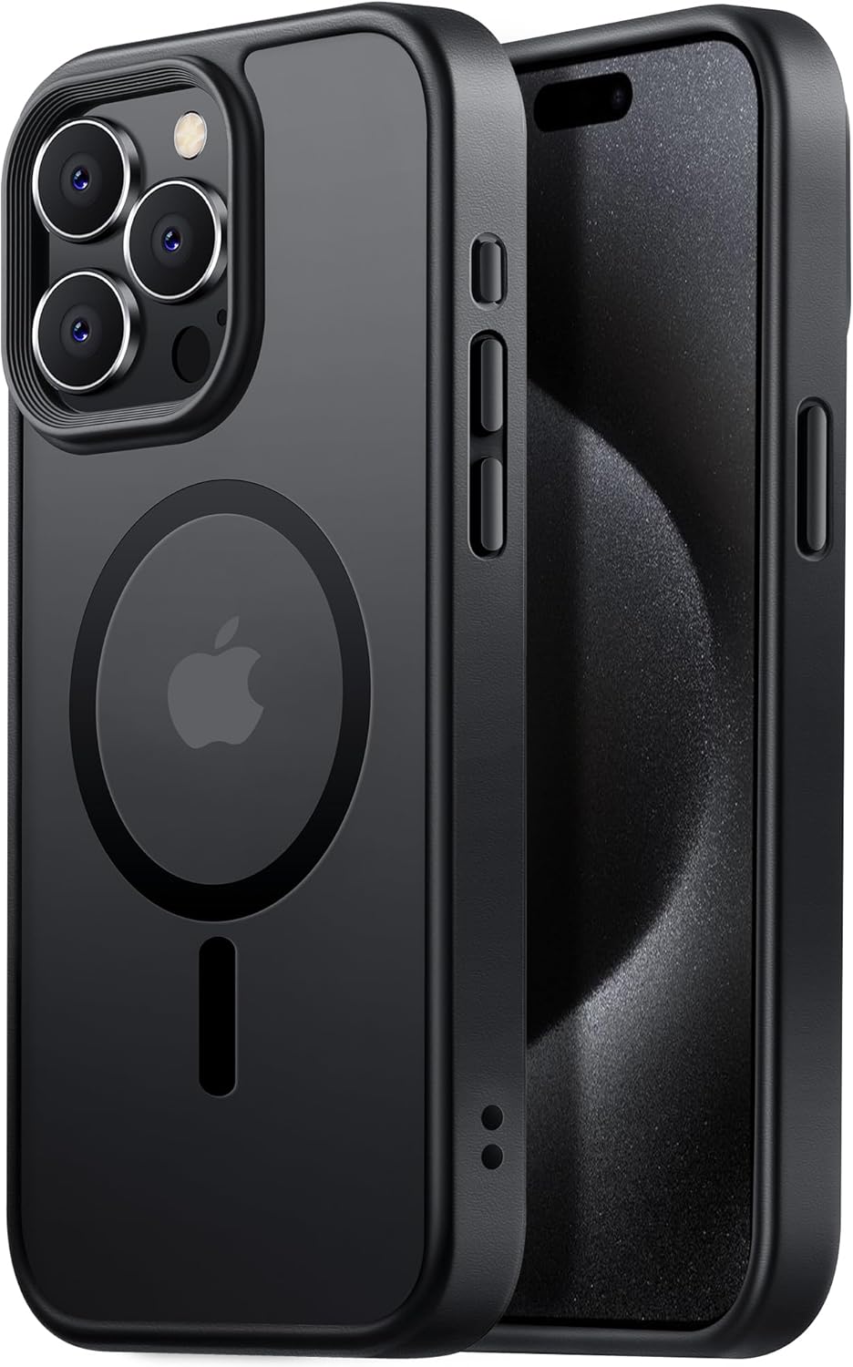 iPhone 15 Pro用 MagSafe対応 半透明耐衝撃ケース ブラック