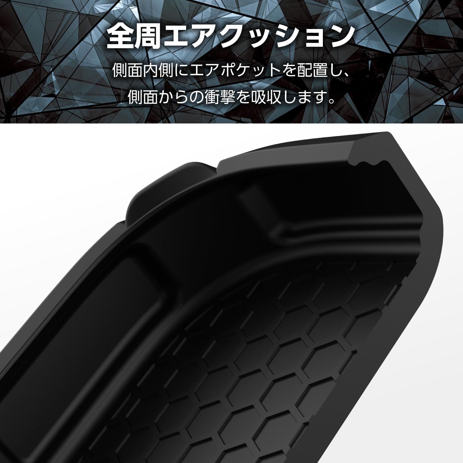 iPhone15 Pro用ハイブリッドケース 衝撃吸収フィルム付き ブラック