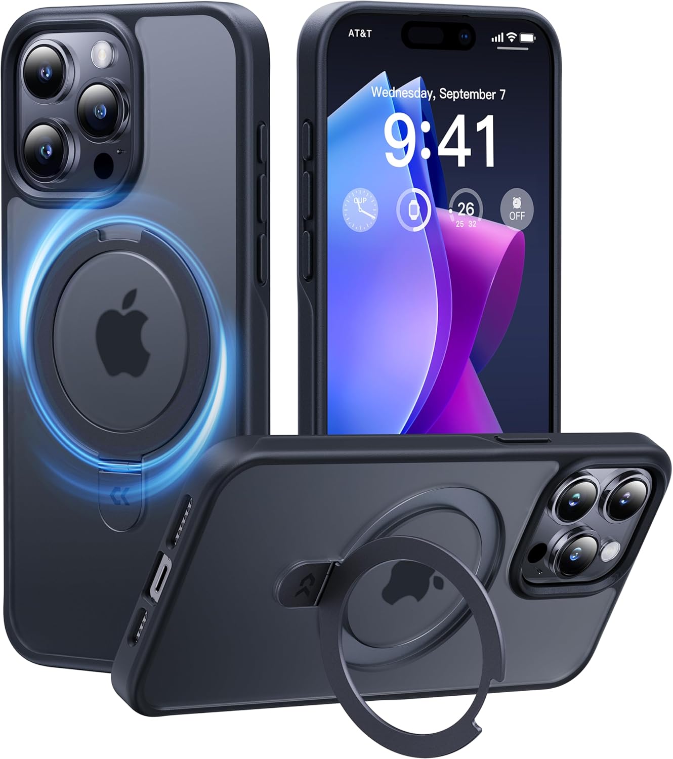 8周年記念 CASEKOO iPhone 15 Pro ケース 米軍MIL規格耐衝撃 MagSafe対応 薄型半透明ブラック