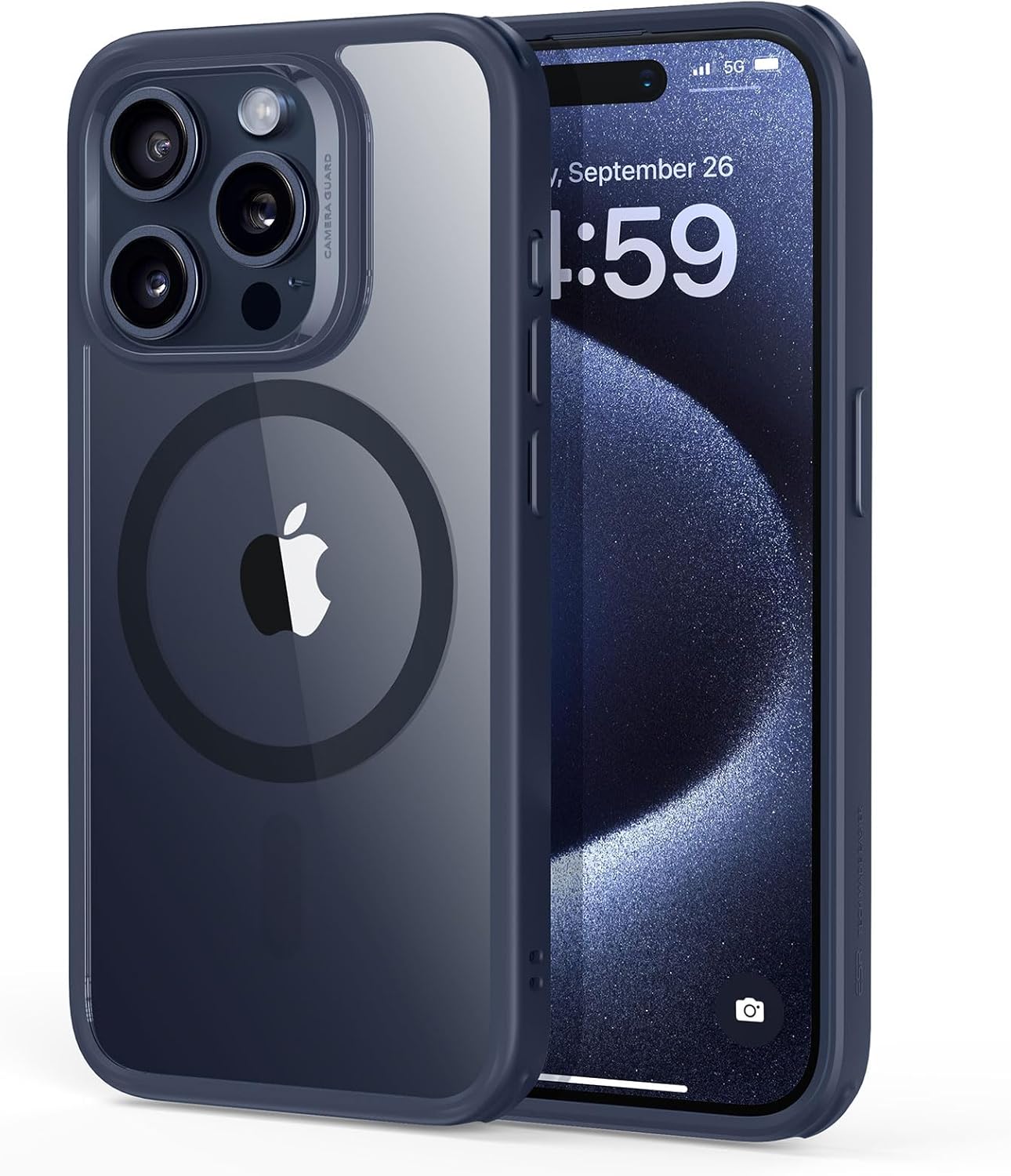 iPhone 15 Pro用 ワイヤレス充電対応 米軍MIL規格 耐衝撃ケース(クリアブルー)