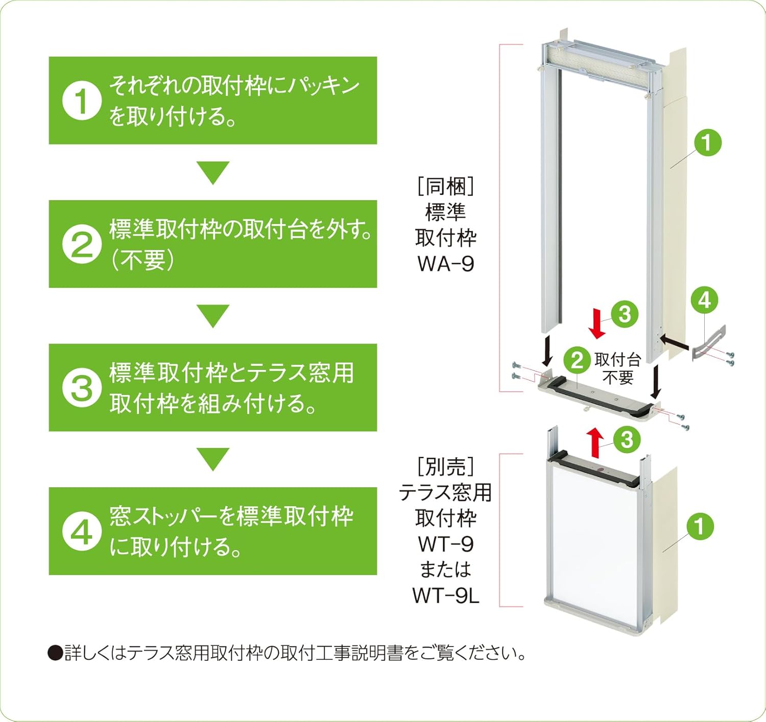 テラス窓用ウインドエアコン取り付け枠 140～190cm CWシリーズ専用 WT-9