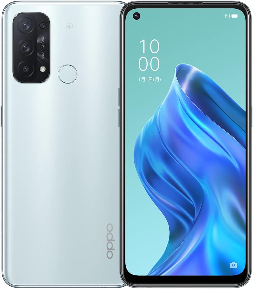 5G対応 SIMフリー OPPO Reno5A アイスブルー CPH2199 おサイフケータイ FeliCa