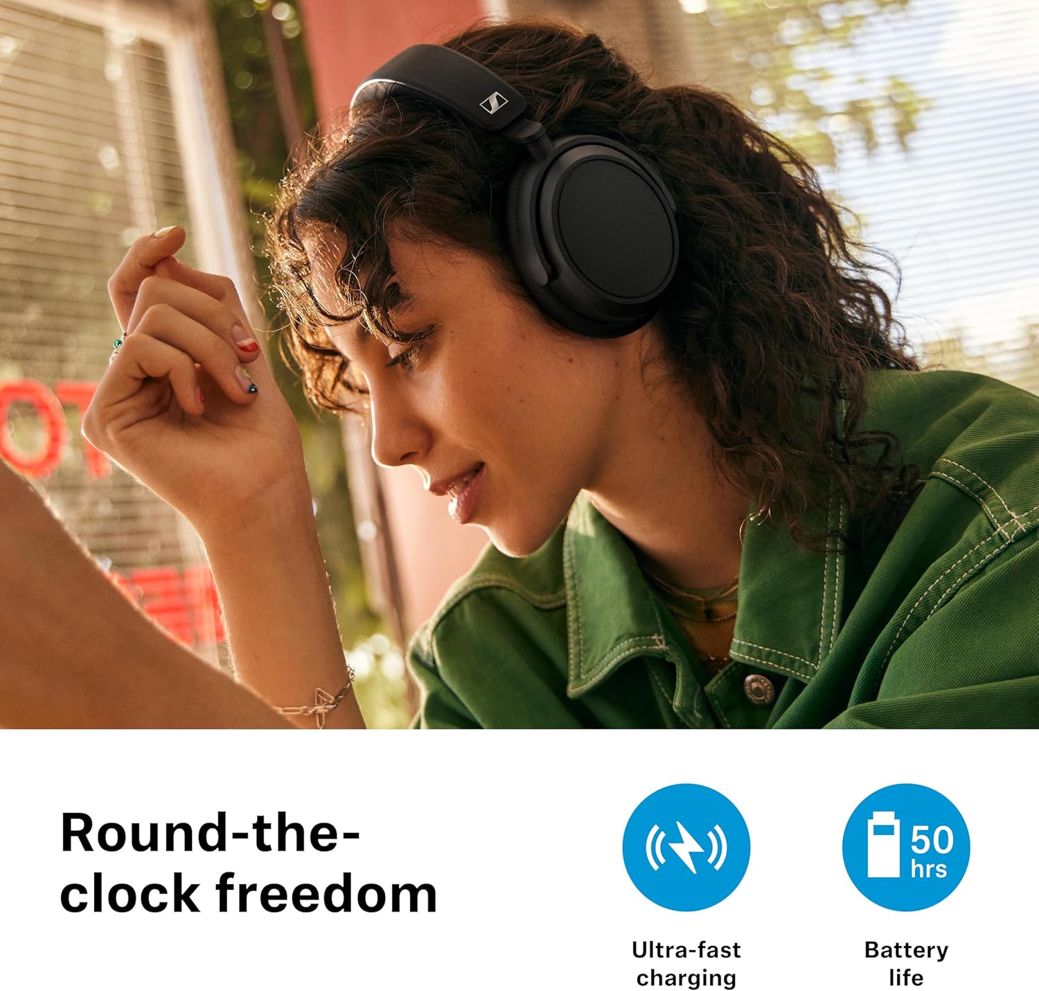 ゼンハイザー ワイヤレスヘッドホン ACCENTUM Plus ホワイト 50時間再生 ハイブリッドノイズキャンセリング
