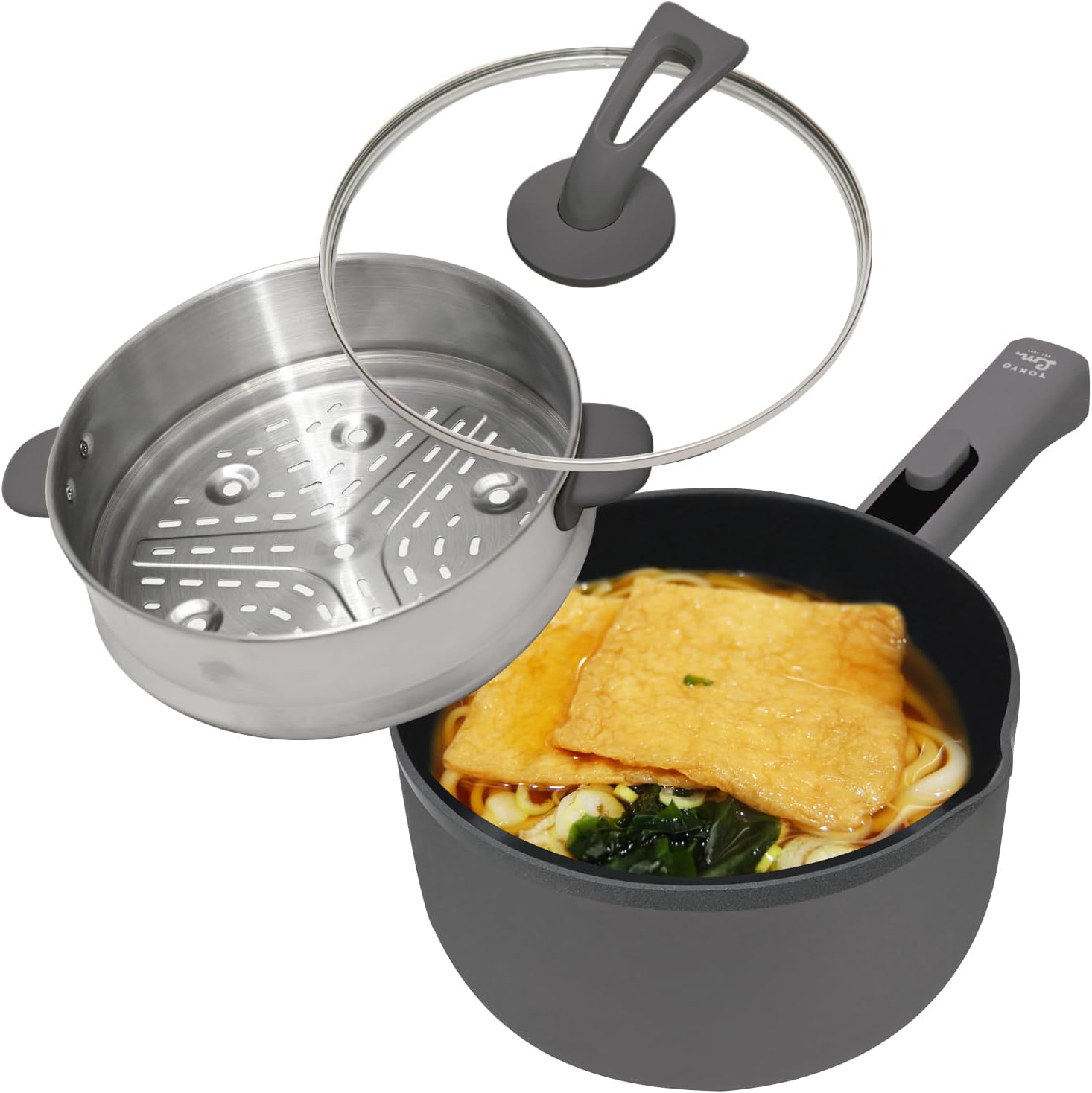 一人暮らし向け2.0L電気鍋(セラミックコーティング・蒸し器付き・多機能)