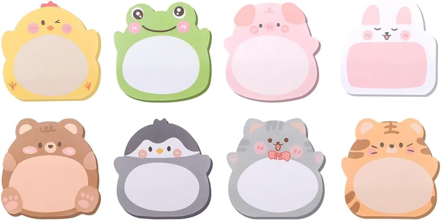 かわいい動物付箋メモ 8冊160枚 自立型 携帯便利 文房具 仕事・勉強用