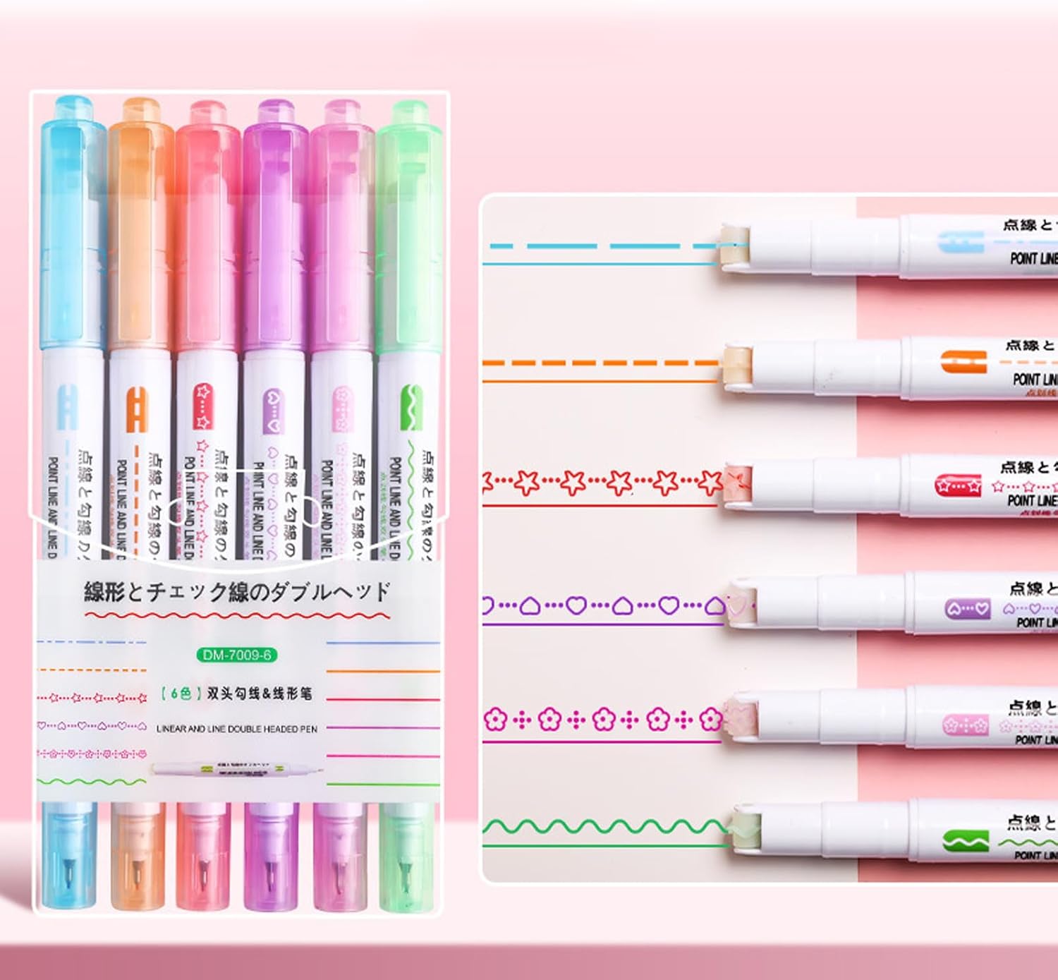 デュアルチップ水性カラーペン6色セット - お絵かき・手帳・DIYに最適