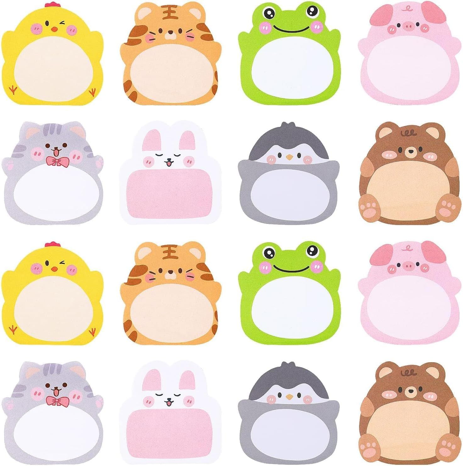 かわいい動物型カラフル付箋 16本320枚 学生向け文房具 プチギフト