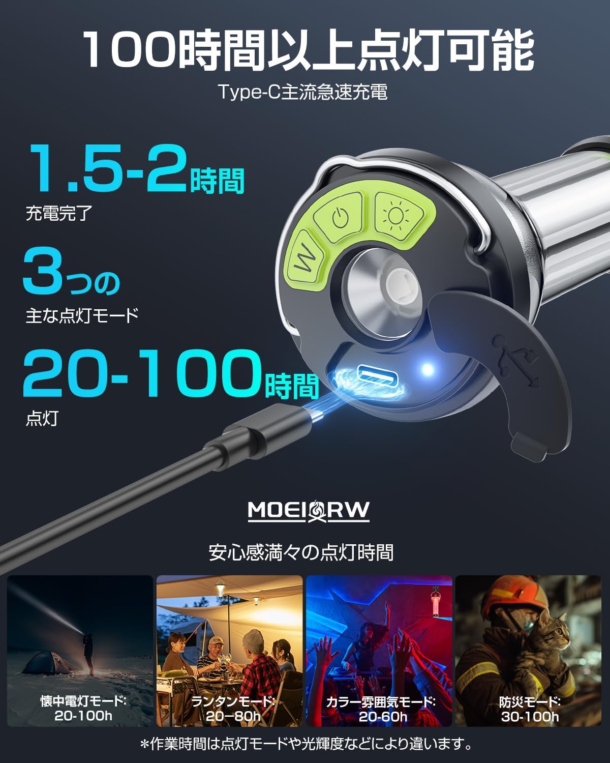 防災&アウトドア用LED充電式ランタン 3200mAH 超高輝度6500K IP55防滴仕様 1年間保証【防災士推薦】
