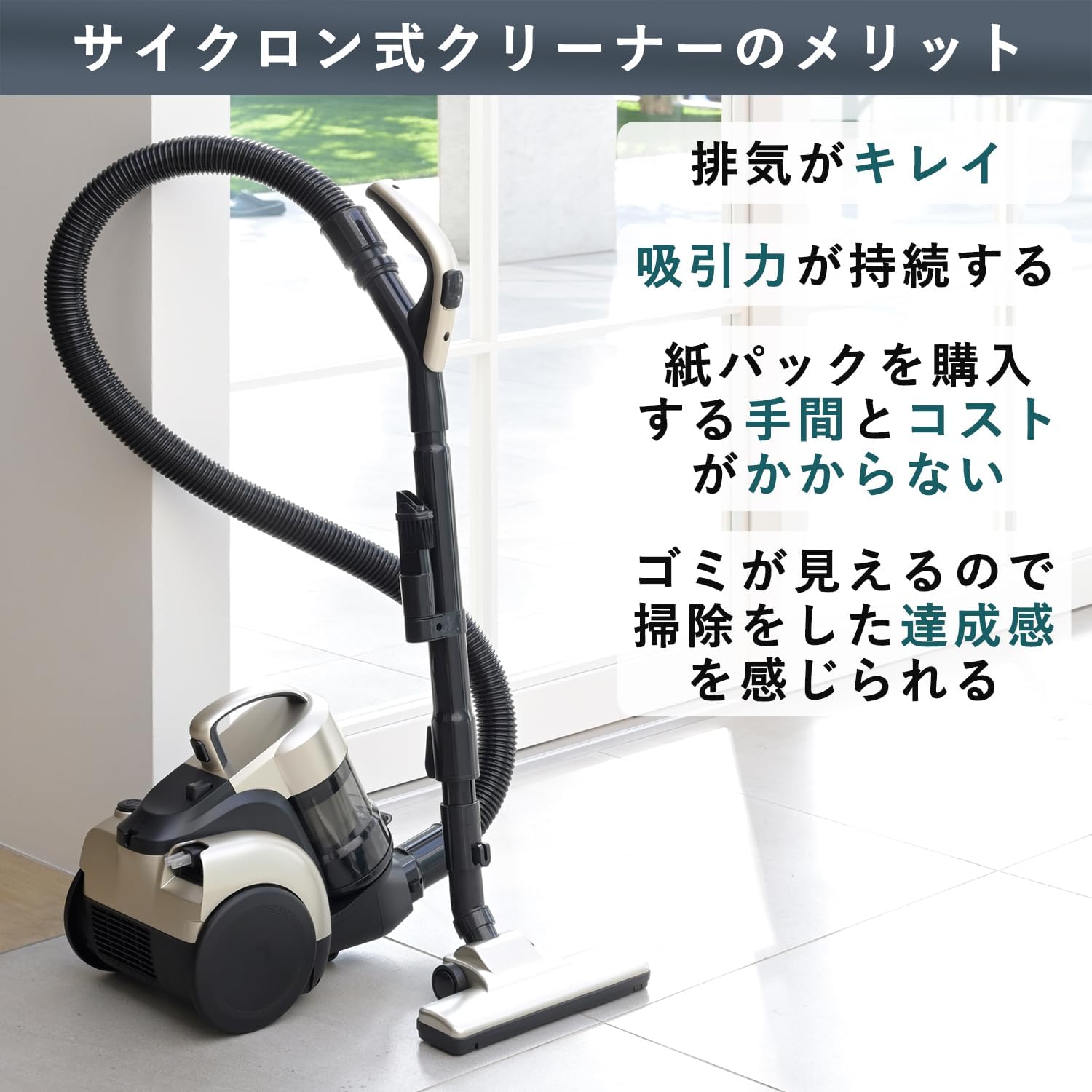 軽量キャニスター掃除機 サイクロン式 コード式 シャンパンゴールド ZCB-H200(CG)