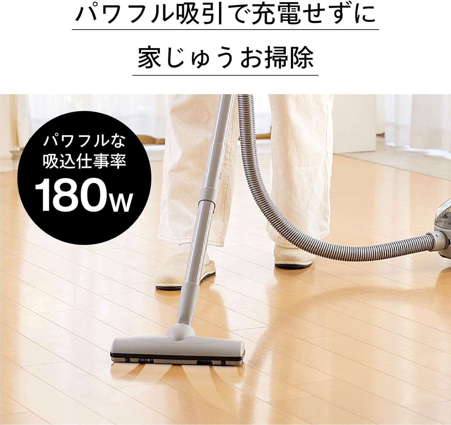 ツインバード ハイパワーキャニスター掃除機 サイクロン式 吸込仕事率180W スケルトンブラック