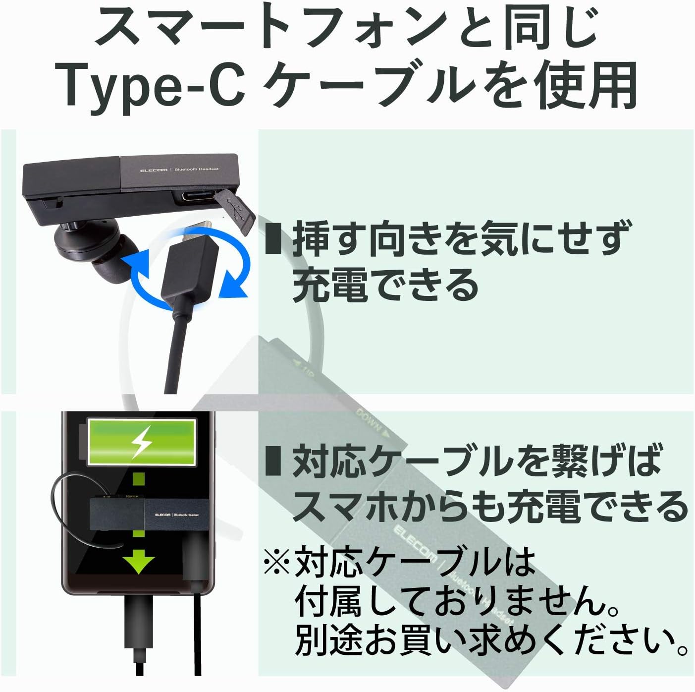 Bluetoothヘッドセット USB Type-C充電 ブラック