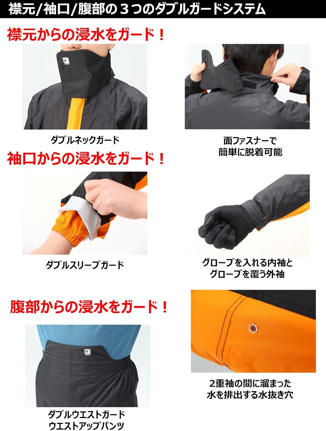 バイク用防水レインスーツ セパレート 3Lサイズ カーキ YAR30