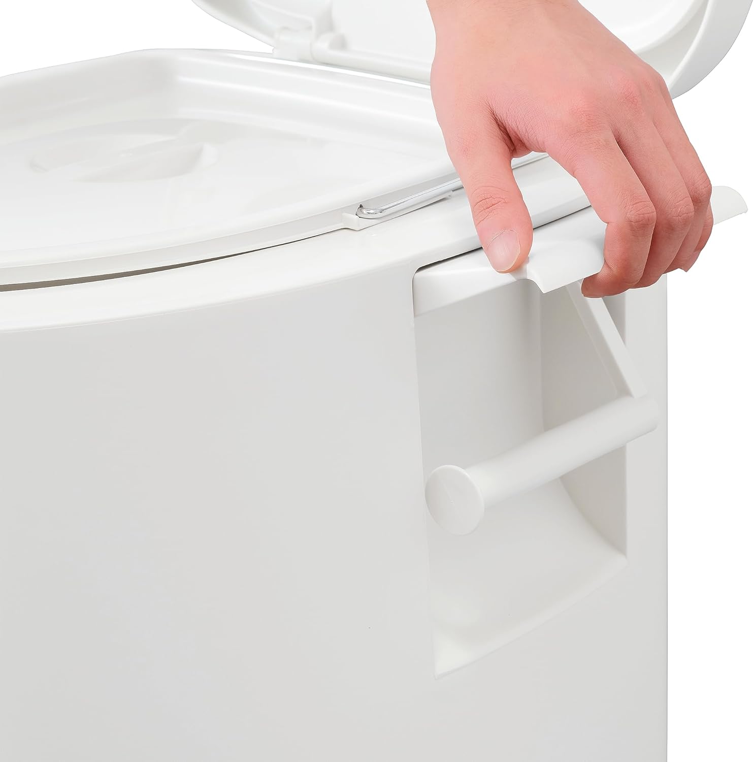 防災用ポータブルトイレ 抗菌加工・トイレットペーパーホルダー付 TP-420V ホワイト
