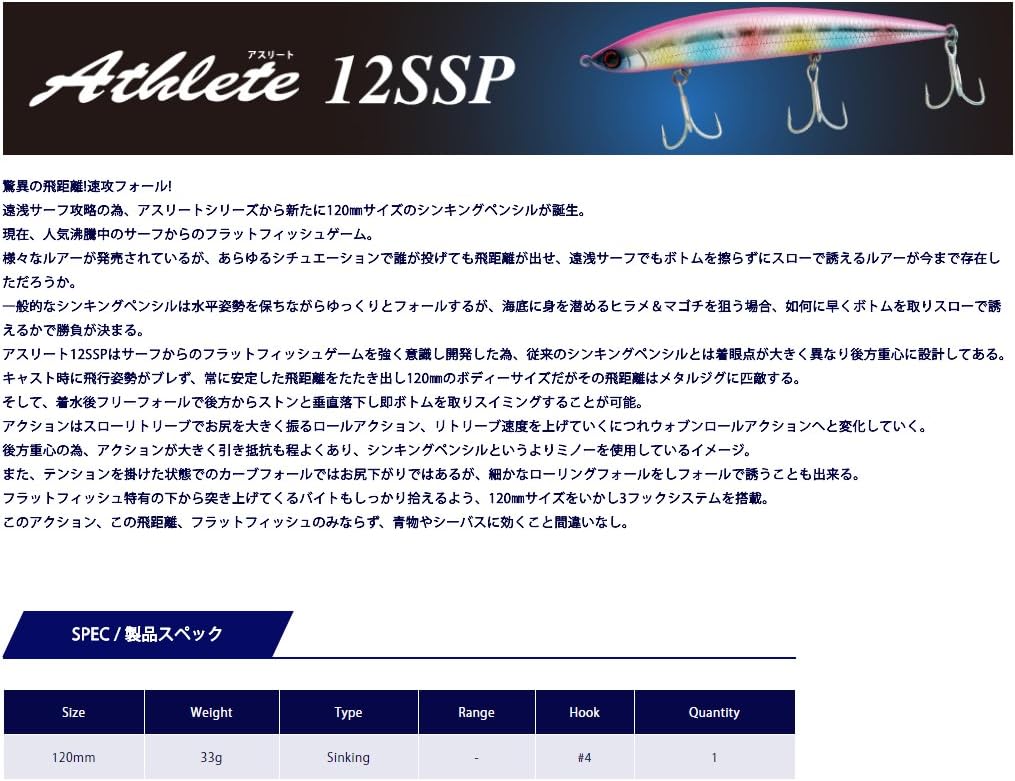 ジャクソン ペンシルベイト アスリート 120mm 33g