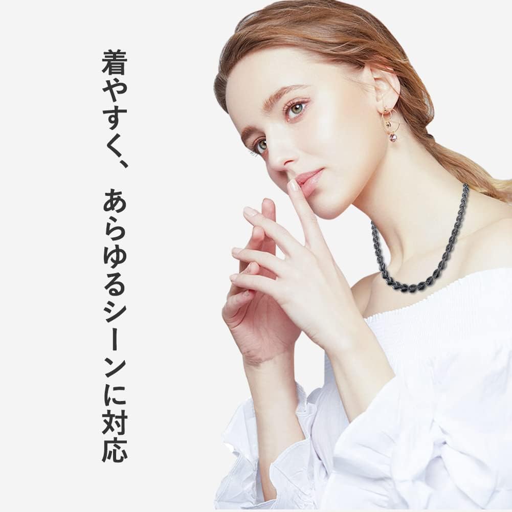 クリスマスプレゼント ゲルマニウムチタンネックレス レディース 46粒 99.999%純度 ハート形 アレルギーフリー