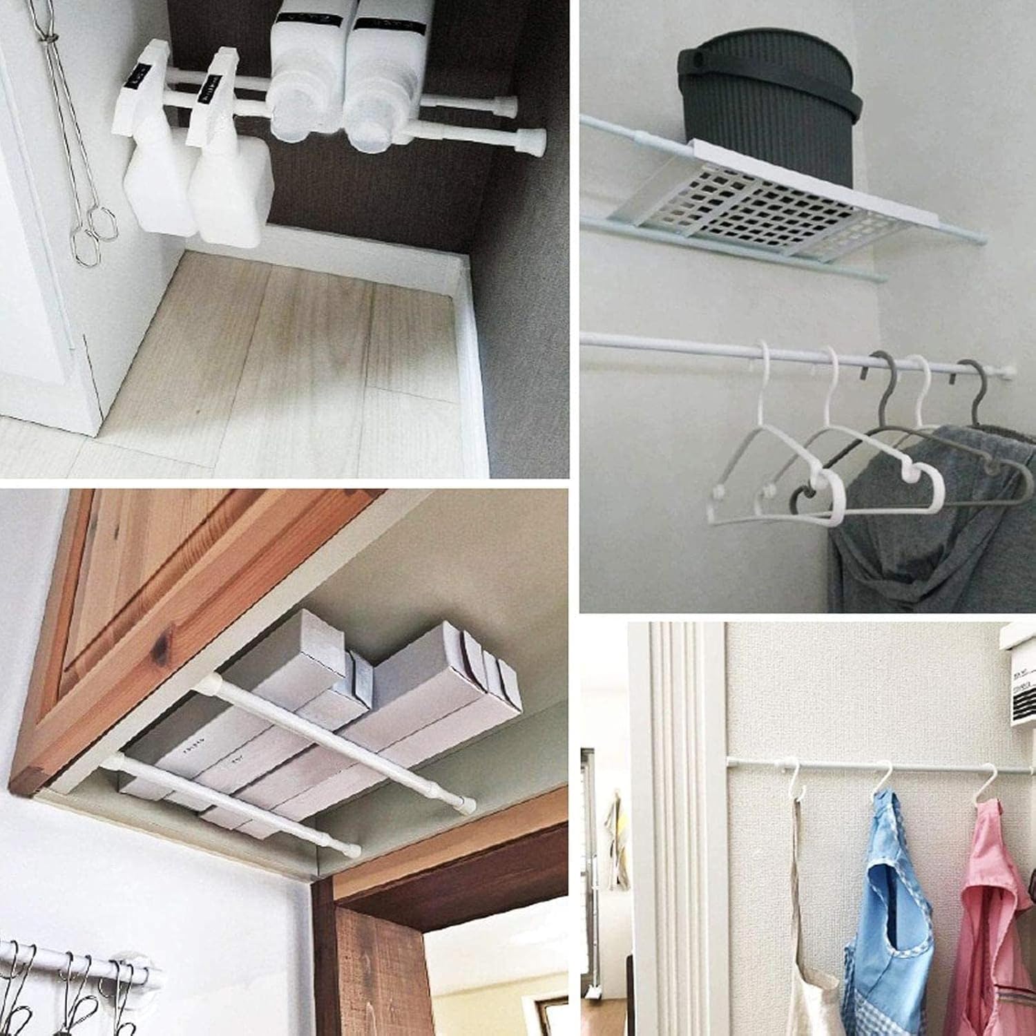 隙間収納用 伸縮自在つっぱり棒 4本セット 幅30~50cm