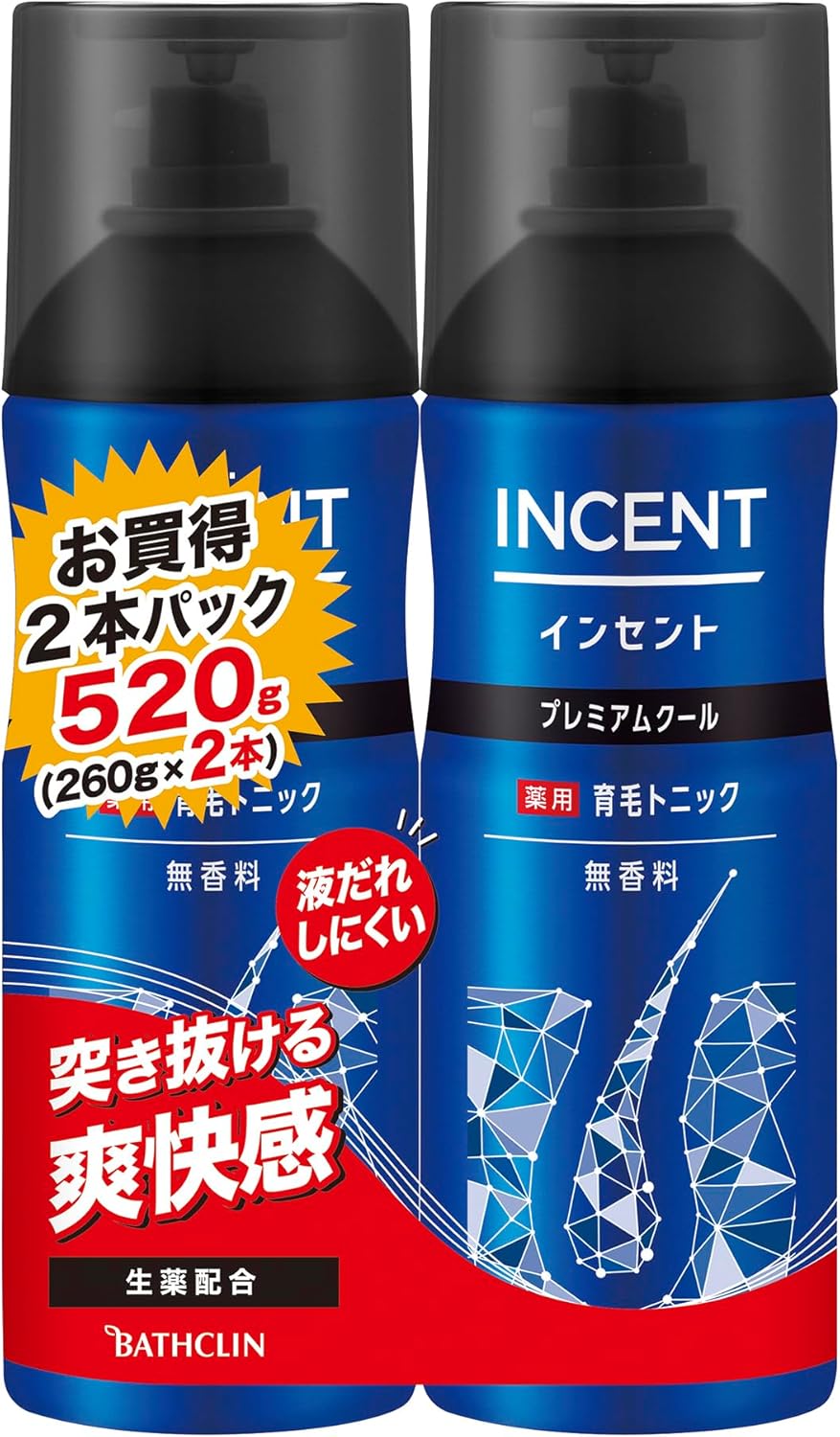 無香料インセント育毛トニック プレミアムクール 男性用 260g×2本【医薬部外品】